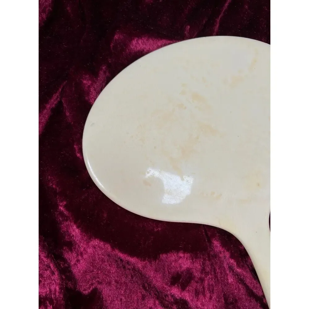 Vintage Celluloid Hand Mirror – French Ivory Beveled Glass Vanity Mirror
